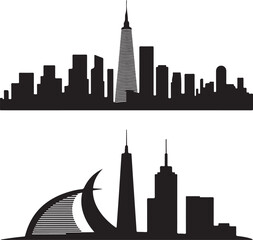 Obraz premium Modern city skylines silhouette for urban design projects