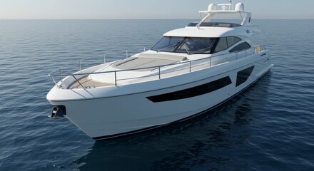 Fototapeta premium Luxury white yacht sailing on calm ocean water