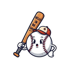 Baseball bat cap and ball emblem isolated on transparent background