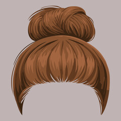 Voluminous messy high bun with textured ombre highlights in a warm blend of blonde and brown shades	