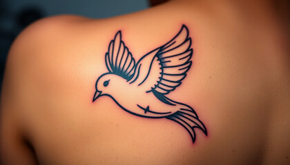 Dove Tattoo on Person's Back Symbolizing Peace and New Beginnings