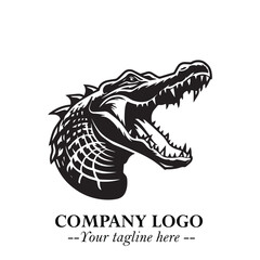Black and White Crocodile Logo in Minimalist Modern Vector Design for Branding and Creative Identity