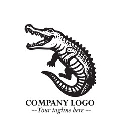 Black and White Crocodile Logo in Minimalist Modern Vector Design for Branding and Creative Identity