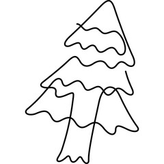christmas tree one line icon for decoration, website, web, mobile app, printing, banner, logo, poster design, etc.