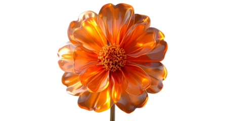  Translucent Marigold Back View, Light Refraction, Transparent Background.