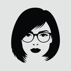 Stylish woman with glasses vector illustration professional business profile icon scalable eps graphic silhouette White background
