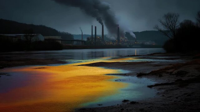 A striking image depicting pollution from industrial smokestacks against a dark, moody backdrop, reflecting an environmental concern that engages viewers on a deeper level.