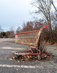 Deserted rusted shopping cart