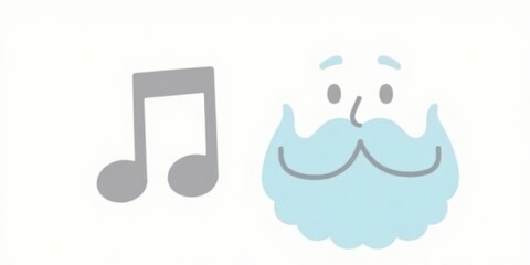 A whimsical illustration featuring musical notes and a happy bearded face, perfect for children's books, greeting cards, or playful website designs.