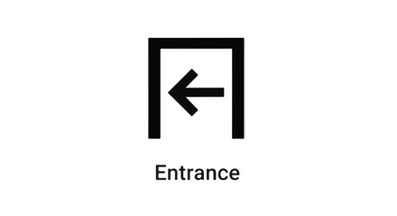 Entrance sign with arrow pointing left in minimalist style  