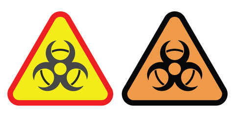 Biohazard icons, a triangle with a graphic symbol. Biohazard warning symbol alert danger sign. Vector illustration.