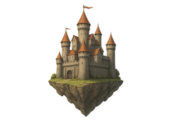 Fairytale castle floating island fantasy world illustration