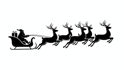 Vector Christmas black and white illustration with Santa Claus.