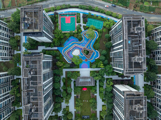 Aerial view of modern apartment house in China
