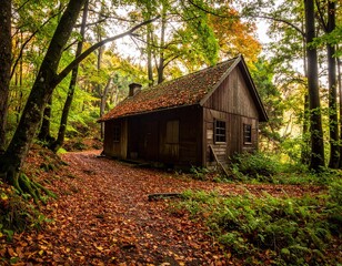 Abandoned house in forest 