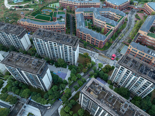 Aerial view of modern apartment house in China