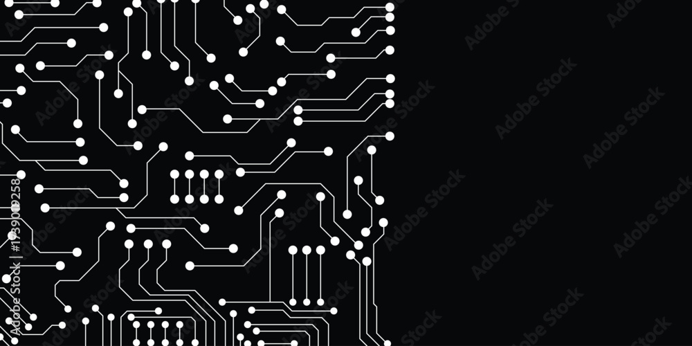 Wall mural circuit technology background with hi-tech digital data connection system and computer electronic de