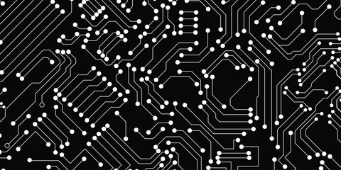 white electronic design on black background..