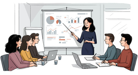 Business Meeting and Presentation with Charts