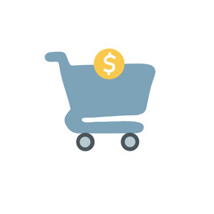 Minimal shopping cart icon – Hand draw Business and Office Element PNG Isolated