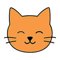 Cute Smiling Cat Face Illustration Vector Icon Isolated on White Background