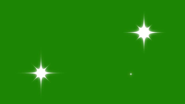 Glowing sparkling twinkle doodle green stars shining animation, transparent background seamless loop motion vector style with alpha channel in 4K.
