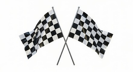 Fototapeta premium Two crossed checkered flags waving in the wind finish line concept illustration