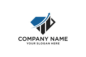 Diamond and Business growth logo design vector