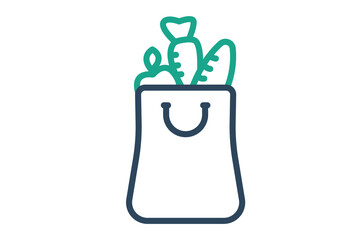 Grocery bag icon. line icon style. icon related to zero waste. waste elements vector illustration
