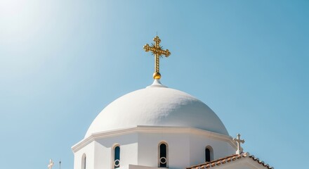 Architectural Elegance: A White Dome Church Against a Serene Sky Backdrop