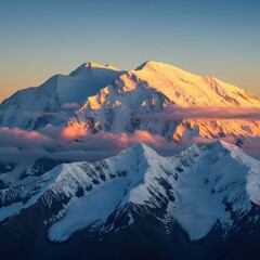  Majestic Mountain Range at Sunset, An Alpine Landscape Wonder Scene