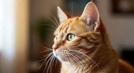 Orange Tabby Cat Focused on Something.