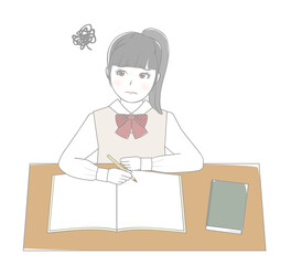 勉強する女子生徒