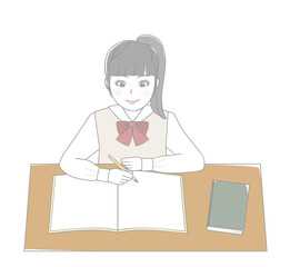 勉強する女子生徒