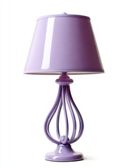 Elegant Lavender Purple Table Lamp with Curved Metal Base