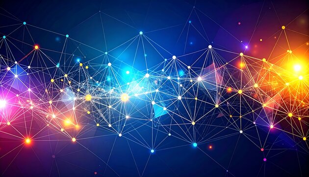 Glowing abstract network of connected points - Powered by Adobe