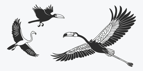 Abstract geometric shapes with vibrant color accents silhouette