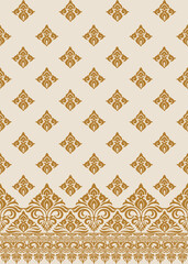 damask traditional floral border pattern vector seamless, elegant damask traditional floral border pattern vector for textile or wallpaper