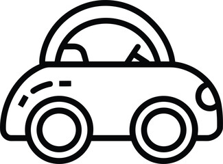 Simple black outline icon of a cartoon car automobile vehicle