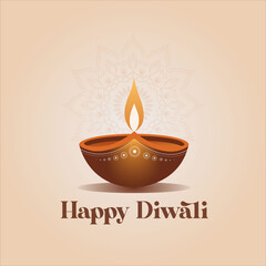 Happy Diwali Greeting Card with Lamp