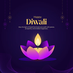 Happy Diwali Greeting Card with Lamp