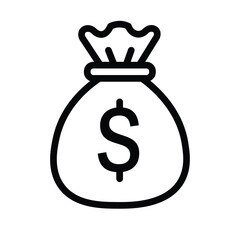 Money bag line icon, finance and investment symbol, simple outline style on white background
