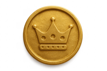 Gold coin with crown showing wealth and success