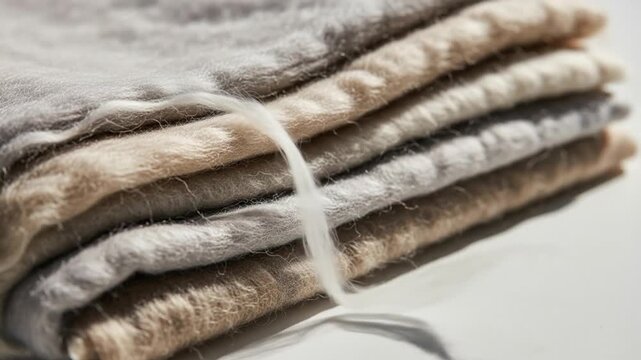 Close up of Soft Stacked Natural Fiber Fabrics in Neutral Earth Tones