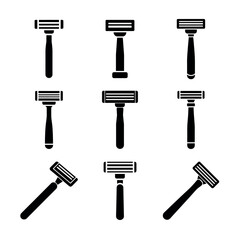 Shaving Razor Icons &ndash; Grooming, Barber, and Beard Trim Tool Vector Set for Design & Branding