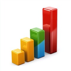 Colorful 3D Bar Graph Illustrating Data Growth and Progression in Business Metrics and Financial Analysis