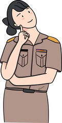 illustration of thoughtful female government teacher