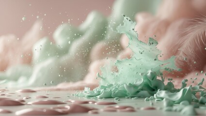 Fototapeta premium Abstract Splash of Turquoise Paint in Motion Photography