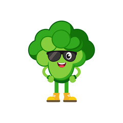 Fototapeta premium cartoon broccoli vegetable mascot character in fun