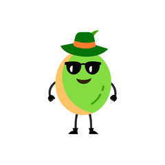 cartoon casaba melon fruit mascot character in fun